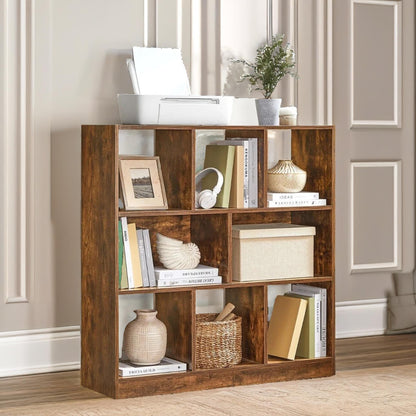 Industrial 8 Compartment Book Shelf Rustic Brown