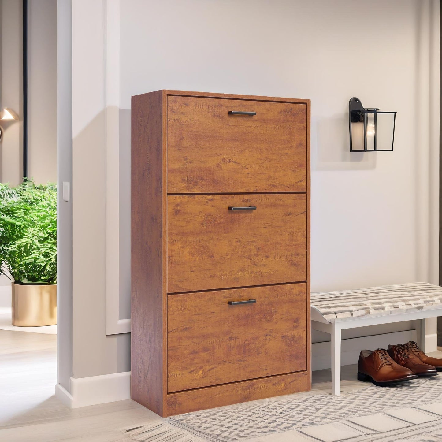 3 drawer shoe storage cabinet oak