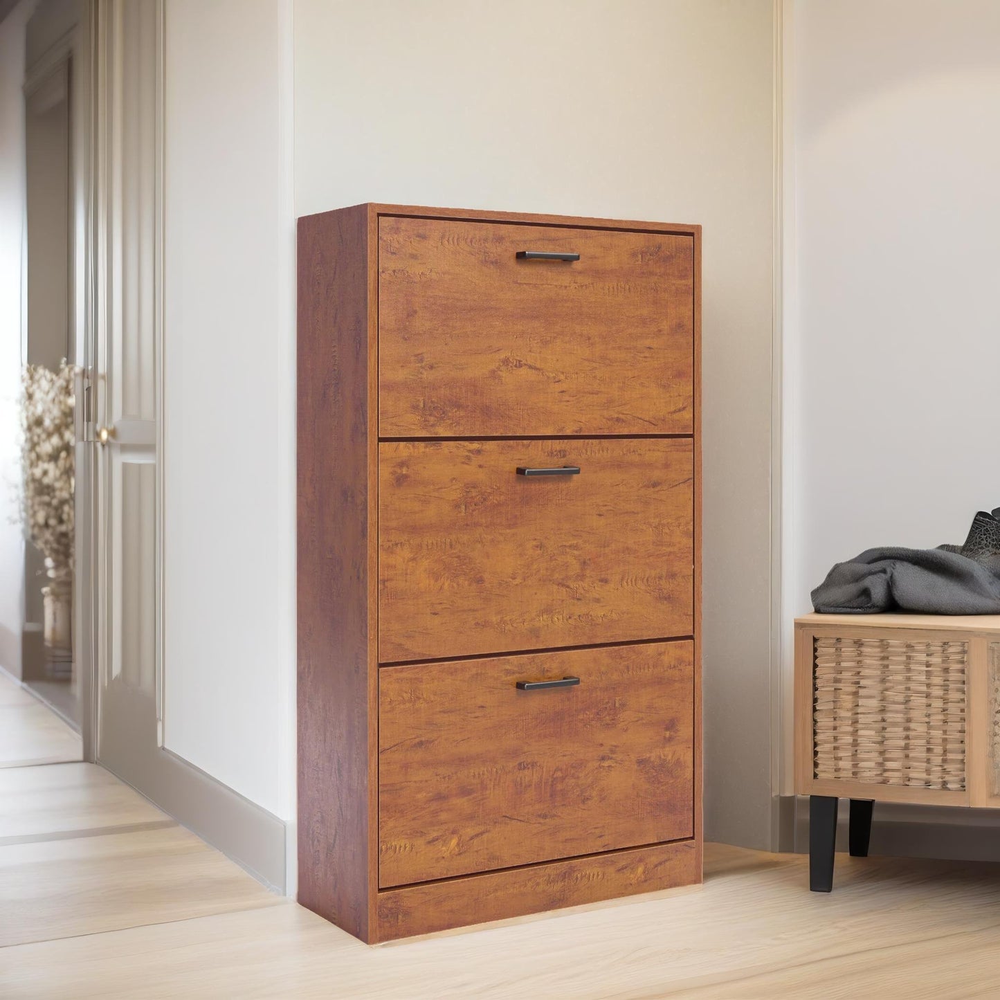 3 drawer shoe storage cabinet oak