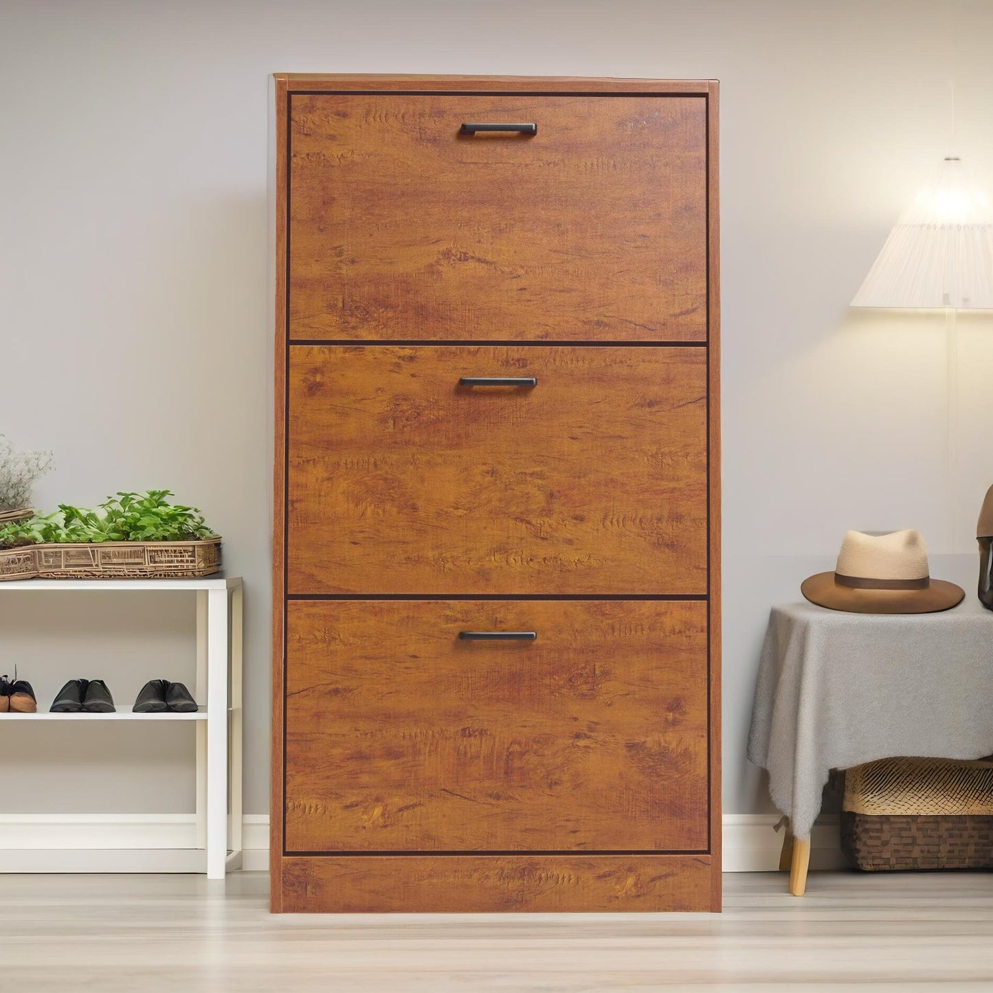 3 drawer shoe storage cabinet oak