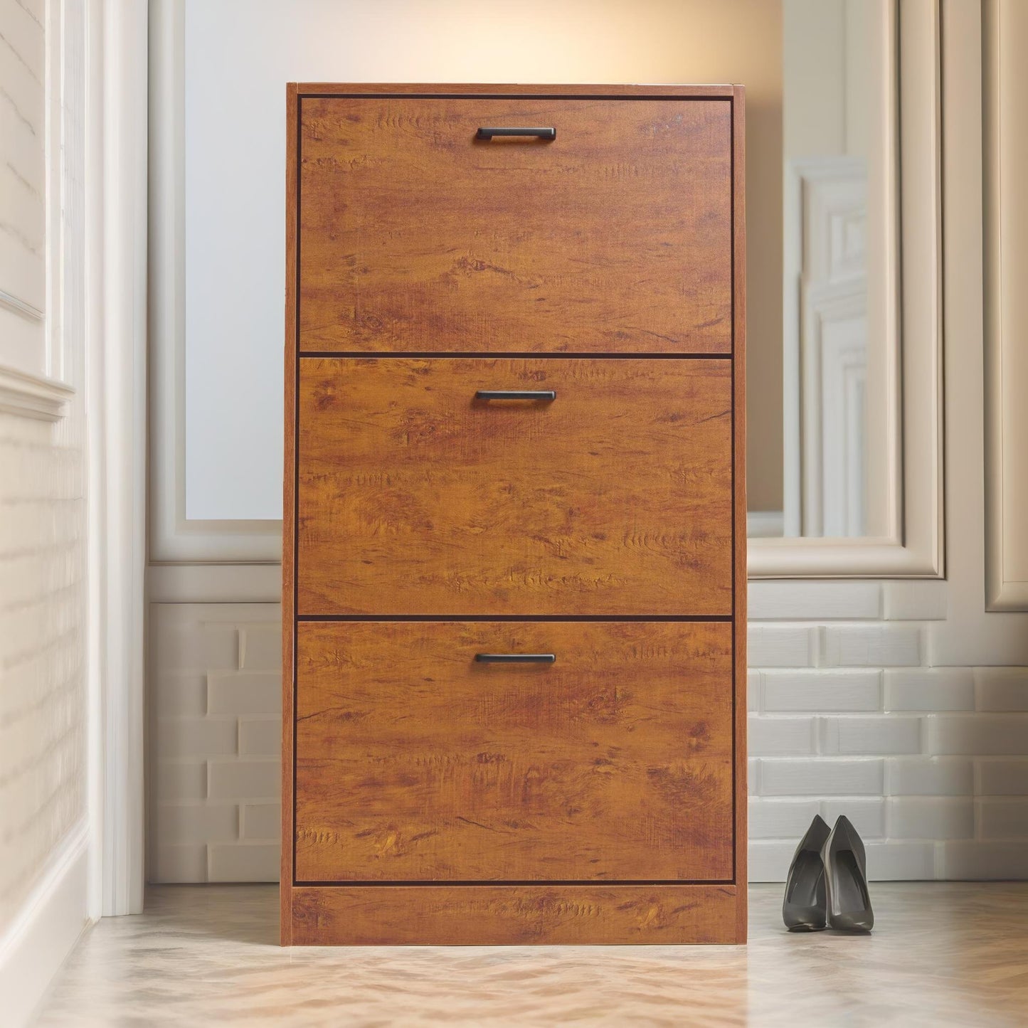 3 drawer shoe storage cabinet oak