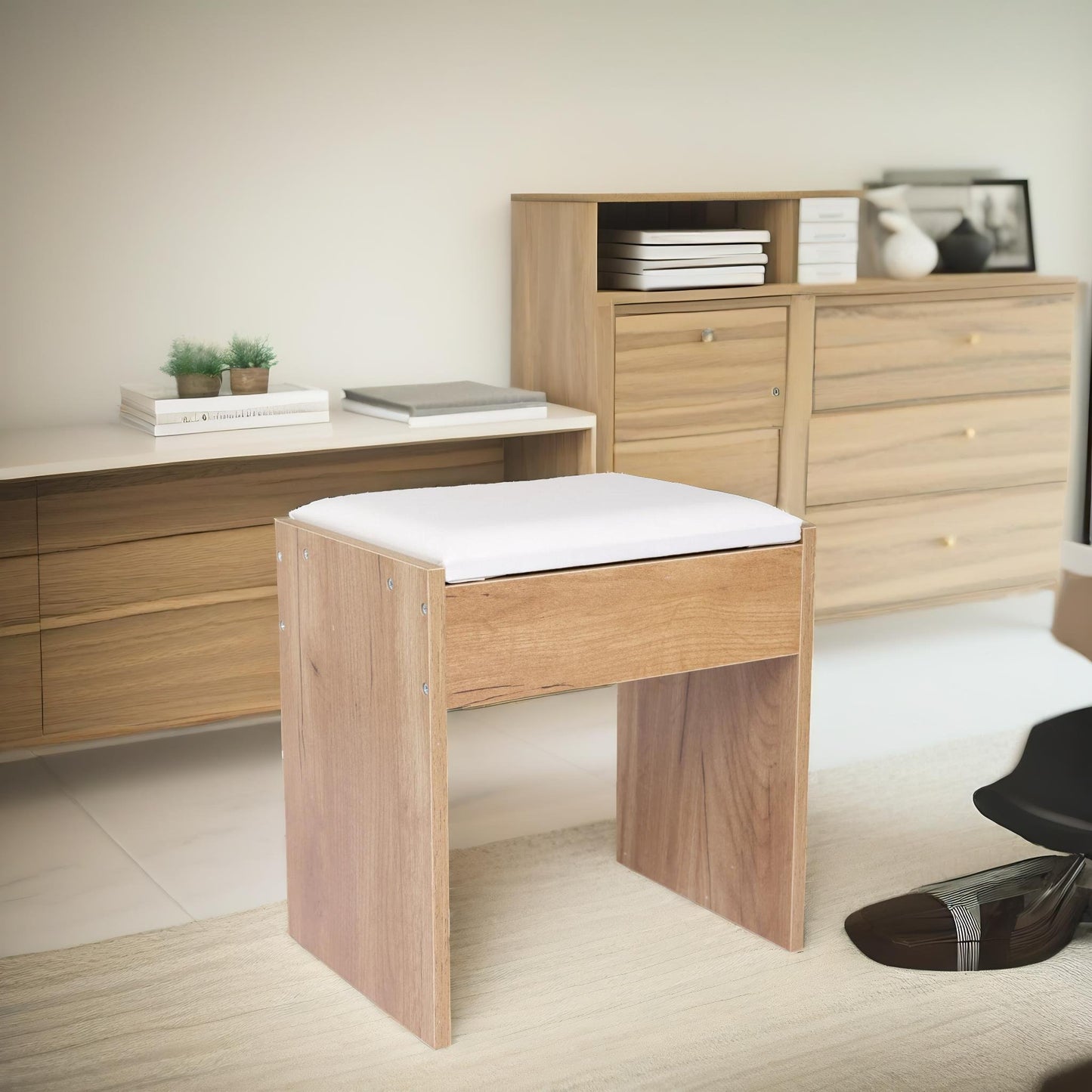 4 drawer dressing table with mirror and stool