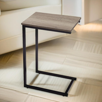 60CM Tall Industrial C-Shaped Sofa End Table Brown