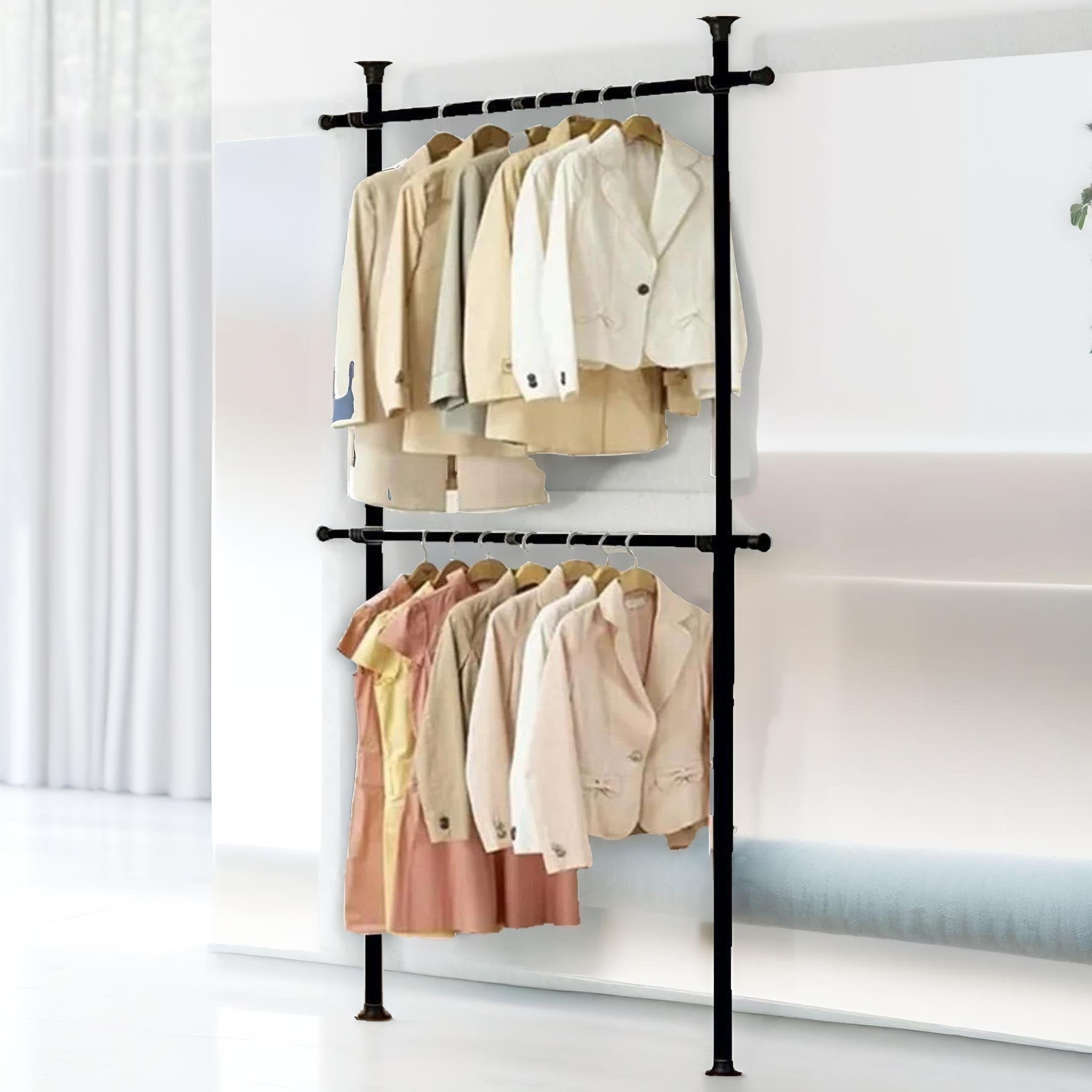 Telescopic Heavy Duty Clothes Rail Clothes Rack Clothing Rail Clothes Rails For Bedroom Hanging Rail For Clothes Clothing Storage IND450 Rafaelo Mobilia