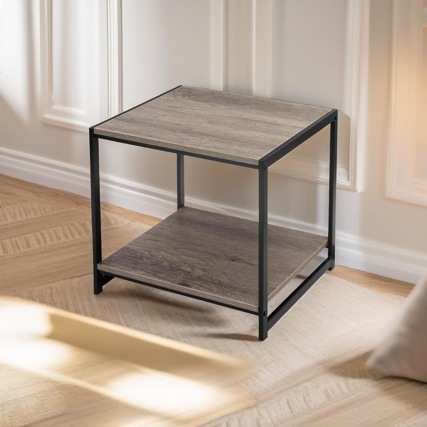 industrial 2 tier side table rustic