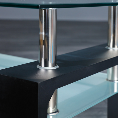 2 Tier Glass Coffee Table Black