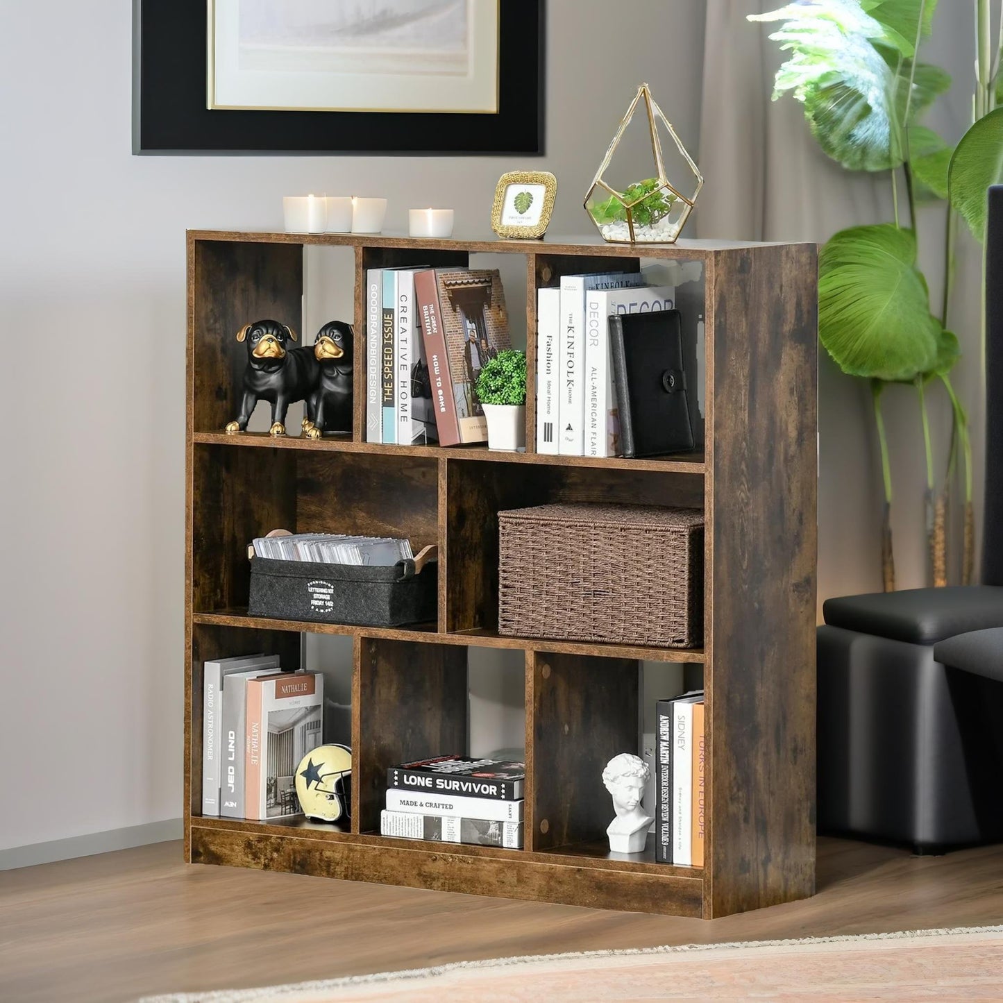 industrial 8 cube storage unit rustic brown