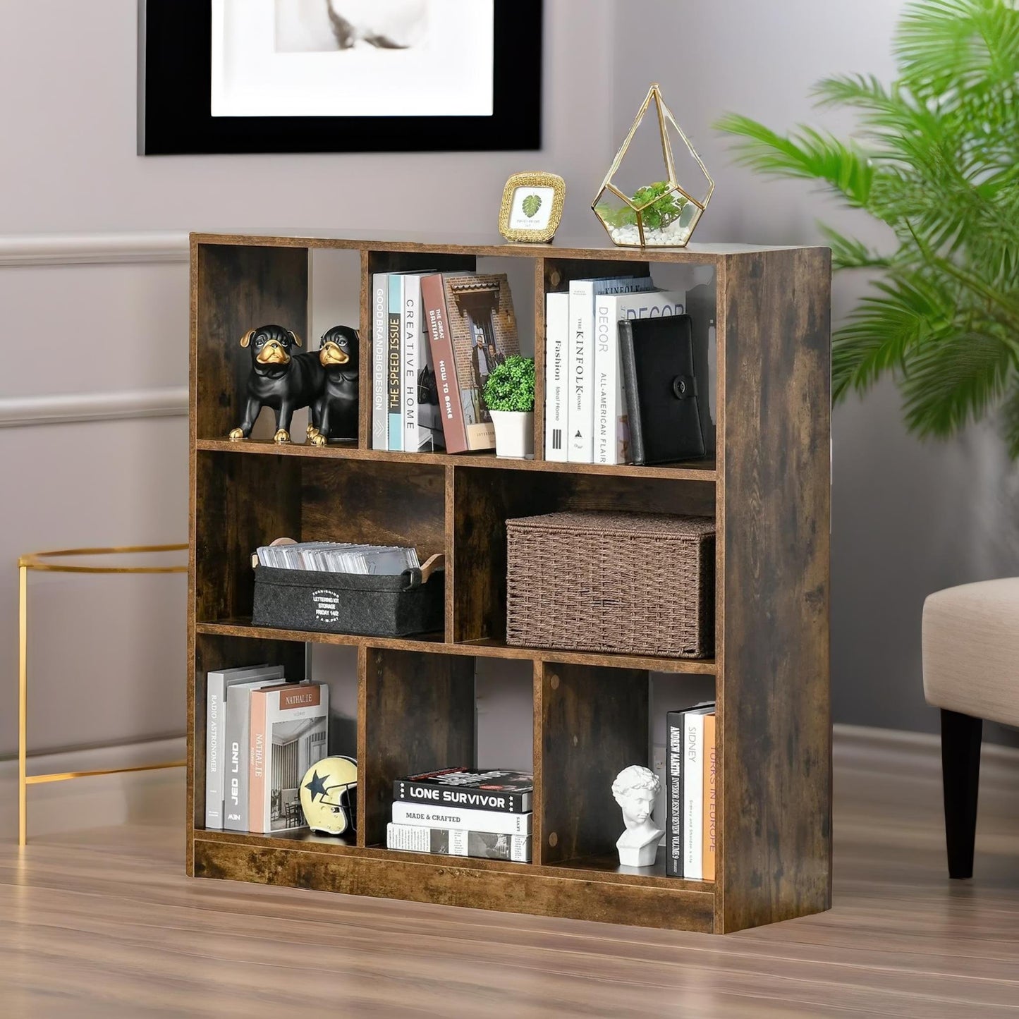 industrial 8 cube storage unit rustic brown